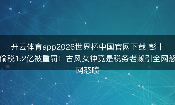 开云体育app2026世界杯中国官网下载 彭十六偷税1.2亿被重罚！古风女神竟是税务老赖引全网怒喷
