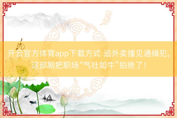 开云官方体育app下载方式 追外卖撞见通缉犯，这部剧把职场“气壮如牛”拍绝了！
