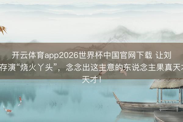 开云体育app2026世界杯中国官网下载 让刘浩存演“烧火丫头”，念念出这主意的东说念主果真天才！