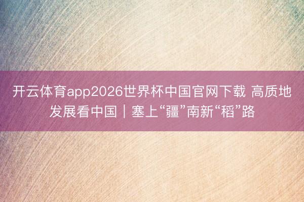 开云体育app2026世界杯中国官网下载 高质地发展看中国|塞上“疆”南新“稻”路
