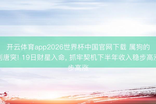 开云体育app2026世界杯中国官网下载 属狗的别唐突! 19日财星入命, 抓牢契机下半年收入稳步高涨